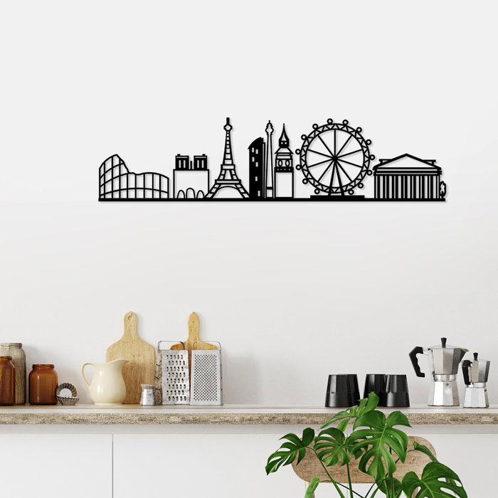 Wallity European Cities Skyline Escultura de pared en Negro Wallity European Cities Skyline Escultura de pared en Negro